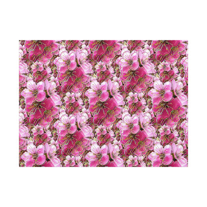 Electric Flora: Neon Sakura Cherry Blossoms Stretched Matte Canvas Wall Art