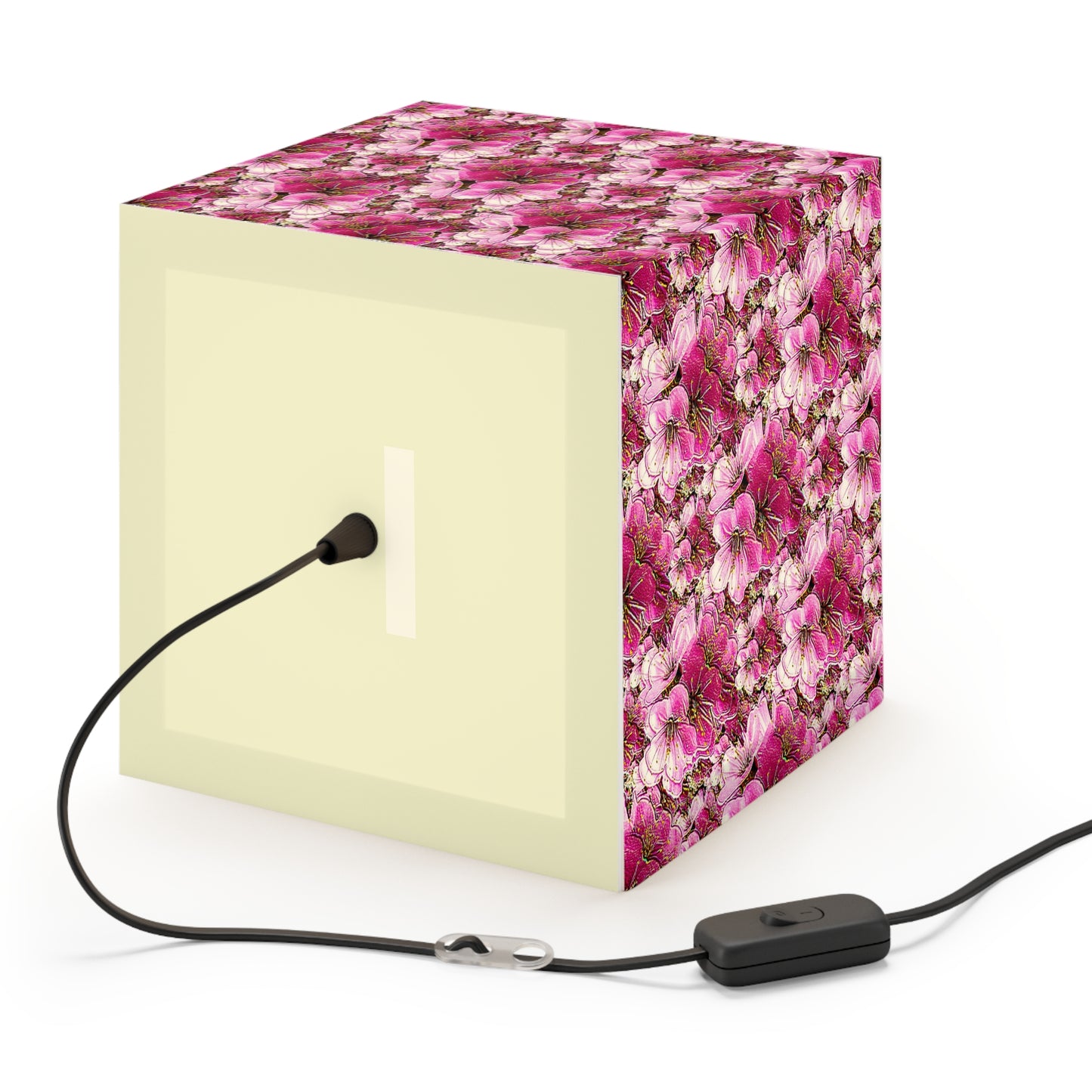 Electric Flora: Neon Sakura Cherry Blossoms Cube Bedside Lamp