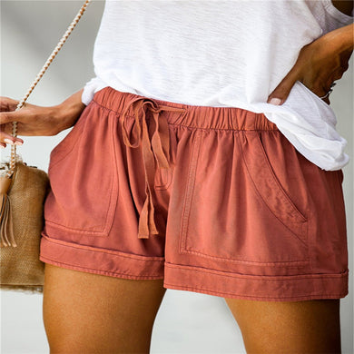 Elastic High Waist Drawstring Casual Shorts (12 colors)