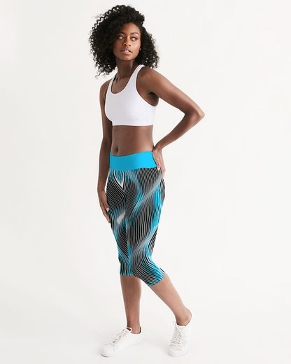 Orot (The Lights) Series: MAYIM CHAYIM | Living Waters (Blue) Mid Rise Sports Capri Leggings