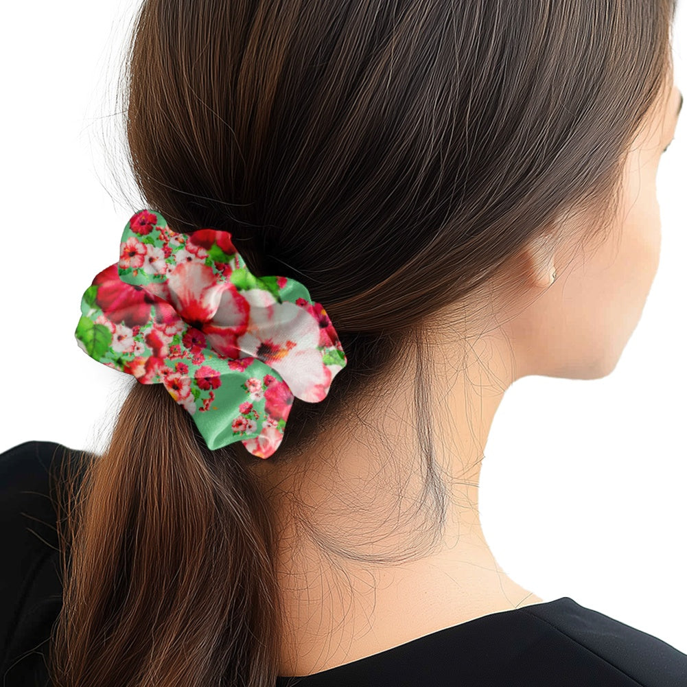 TRP Floral Print 03: Hibiscus Flowers 01-02 Tropical Bloom Satin Scrunchie