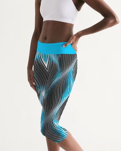 Orot (The Lights) Series: MAYIM CHAYIM | Living Waters (Blue) Mid Rise Sports Capri Leggings