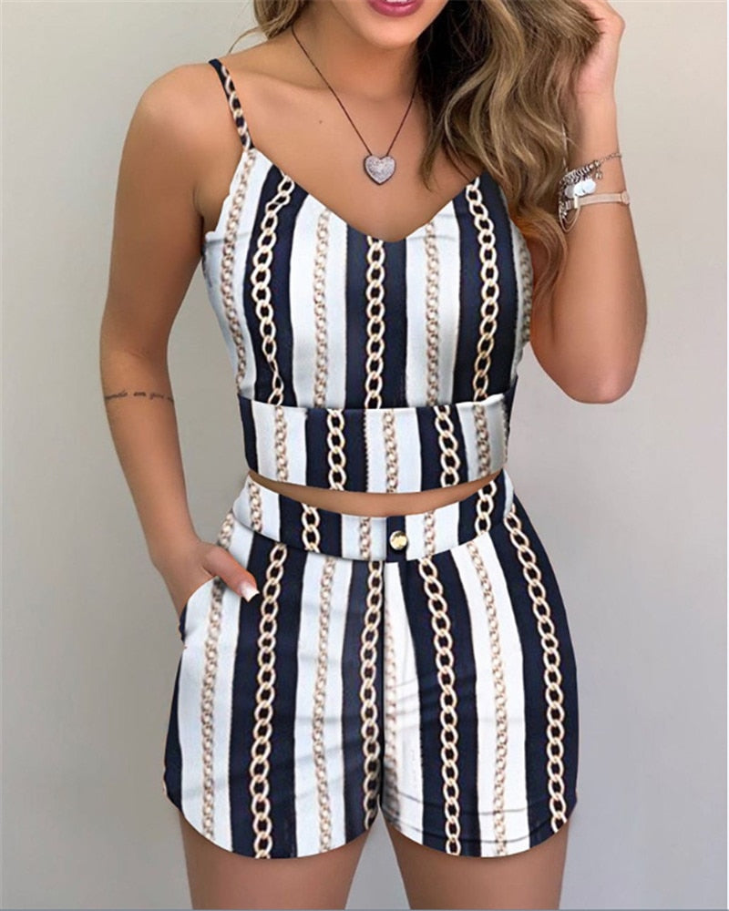 Two Piece Sleeveless Top and Shorts Set