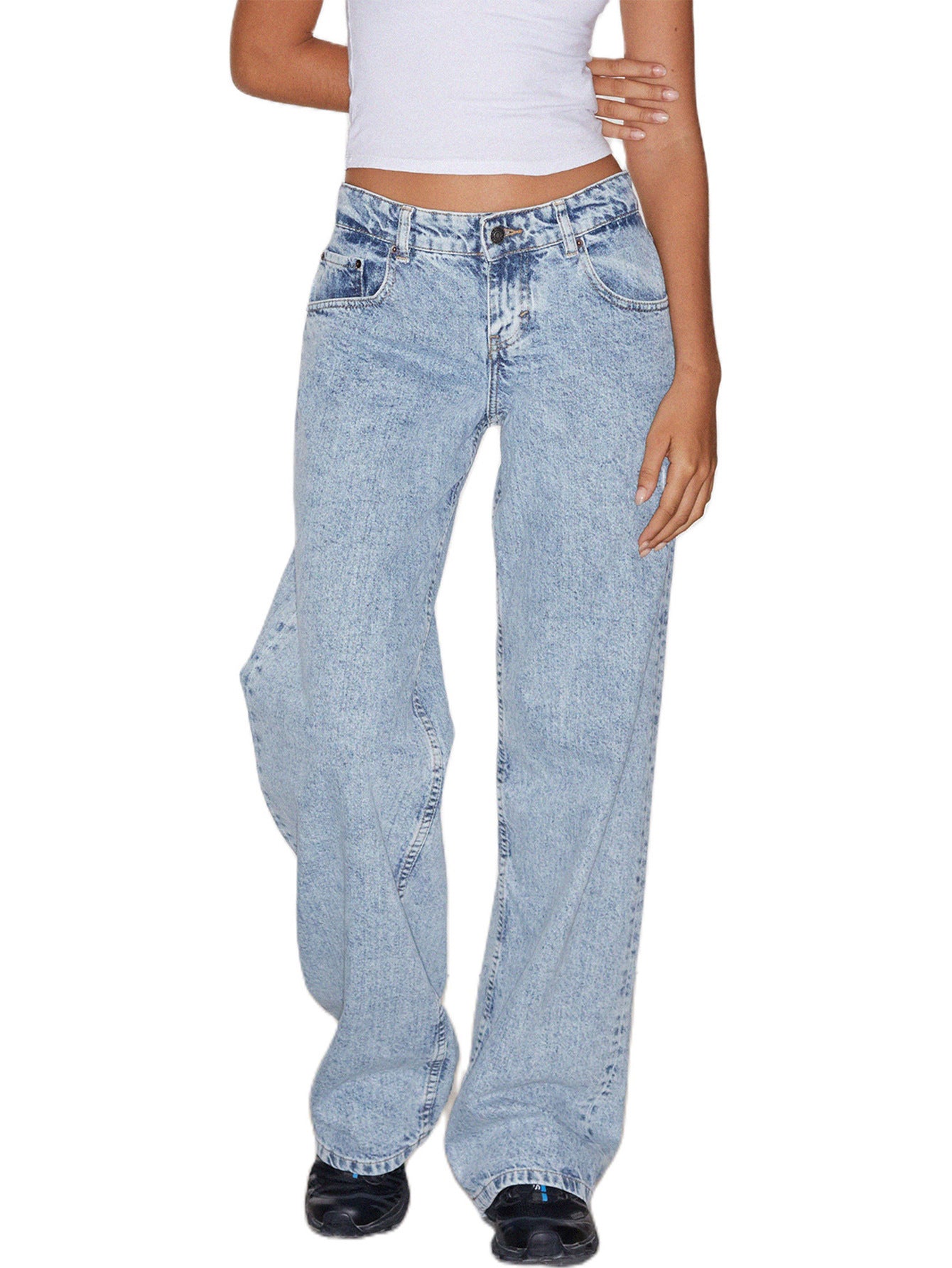 Washed/Stonewashed Straight Leg Mid Rise Jeans (5 colors)