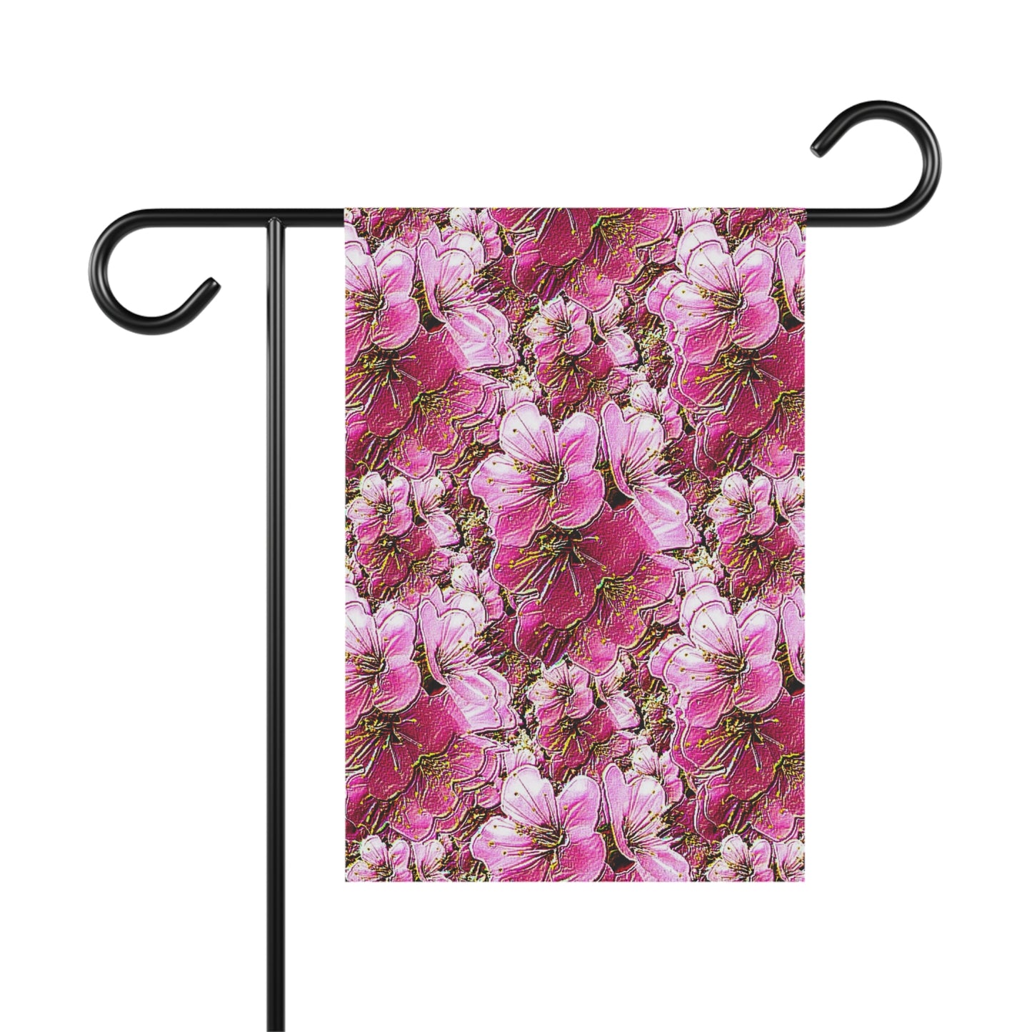 Electric Flora: Neon Sakura Cherry Blossoms Garden Flag