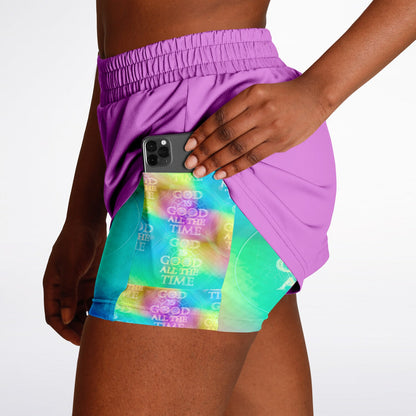 Chroma-Shift Art-to-Wear: God is Good All The Time 01-02 Women's Running Shorts