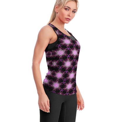 Geo-Graphic 01: Electric Petals Open Back Scoop Neck Tank Top