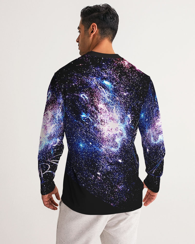 Galaxy Prints 01 Men's Designer Long Sleeve V-neck Jersey T-shirt