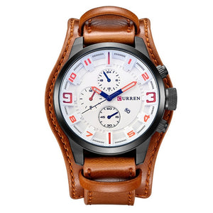 CURREN Men's Military Steampunk 30m Waterproof Quartz Sports Watch with Leather Band (5 colors)