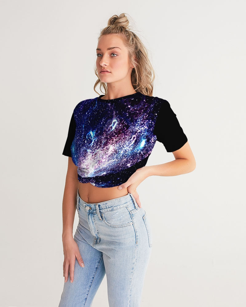 Galaxy Prints 01 Designer Twist Front Cropped T-shirt