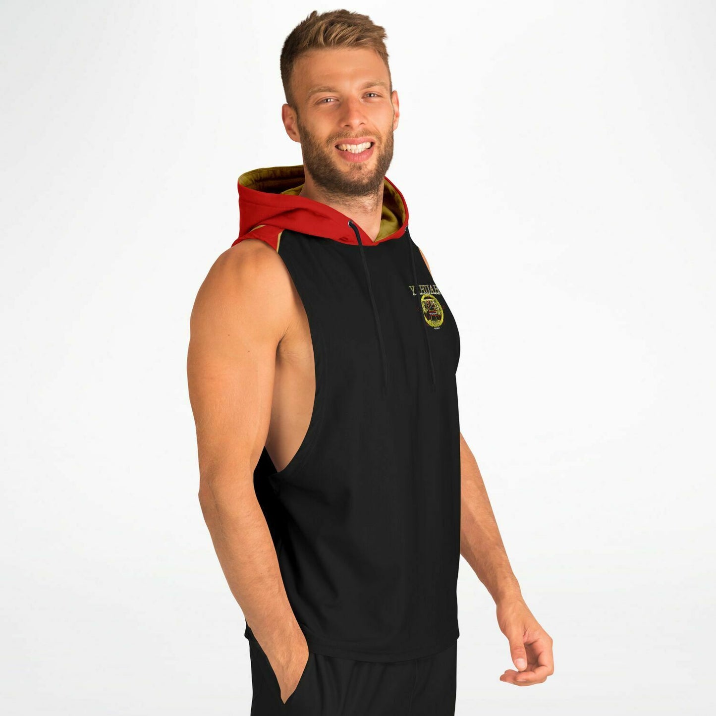 A-Team 01 Red Men's Designer Athletic Sleeveless Drop Armhole Pullover Hoodie