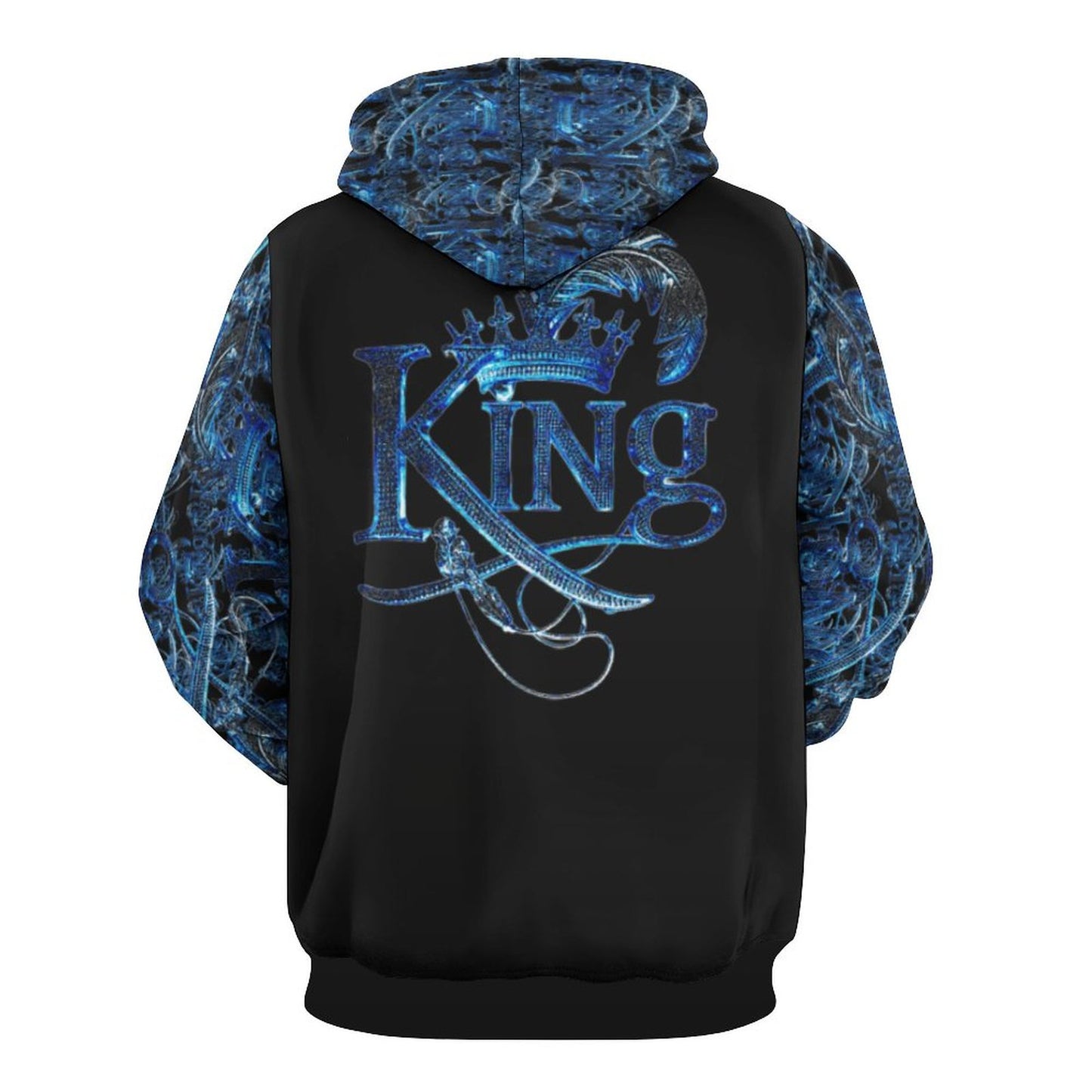 KING 02-01 Black Men's Designer Pullover Hoodie with Double Layer Hood