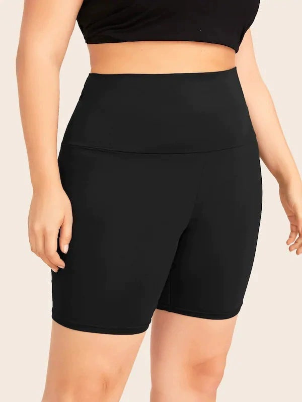 Black Hollow Out Yoga Shorts