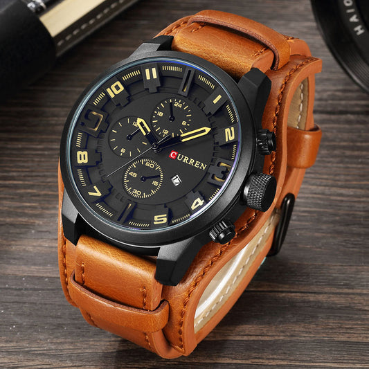 CURREN Men's Military Steampunk 30m Waterproof Quartz Sports Watch with Leather Band (5 colors)