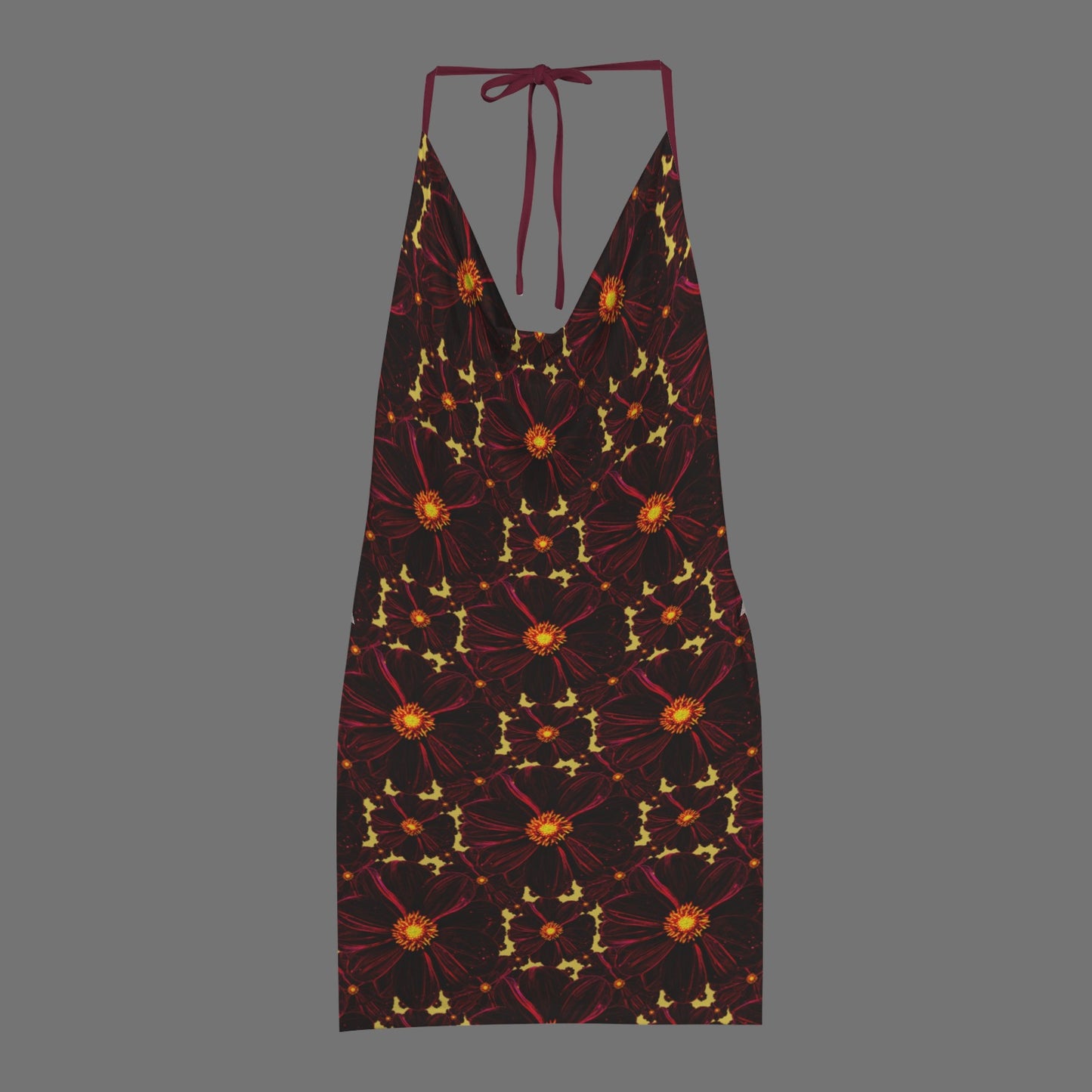 TRP Floral Print 02-01 Midnight Bishop of Aukland Dahlia Backless String Halterneck Drop Neck Party Dress