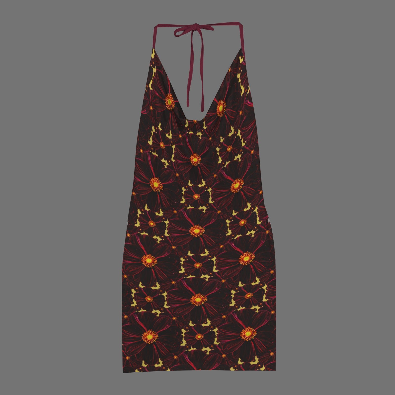 TRP Floral Print 02-01 Midnight Bishop of Aukland Dahlia Backless String Halterneck Drop Neck Party Dress