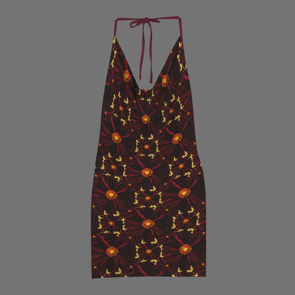 TRP Floral Print 02-01 Midnight Bishop of Aukland Dahlia Backless String Halterneck Drop Neck Party Dress