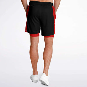 Pantalones cortos 2 en 1 de diseño rojo para hombre A-Team 01 