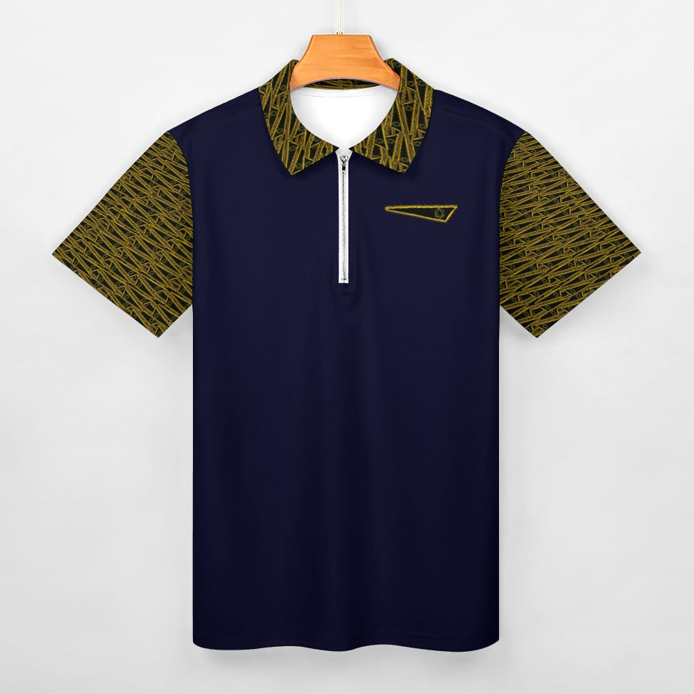 Flag of David, The Men's Designer Zip Placket Polo Shirt (7 colors)