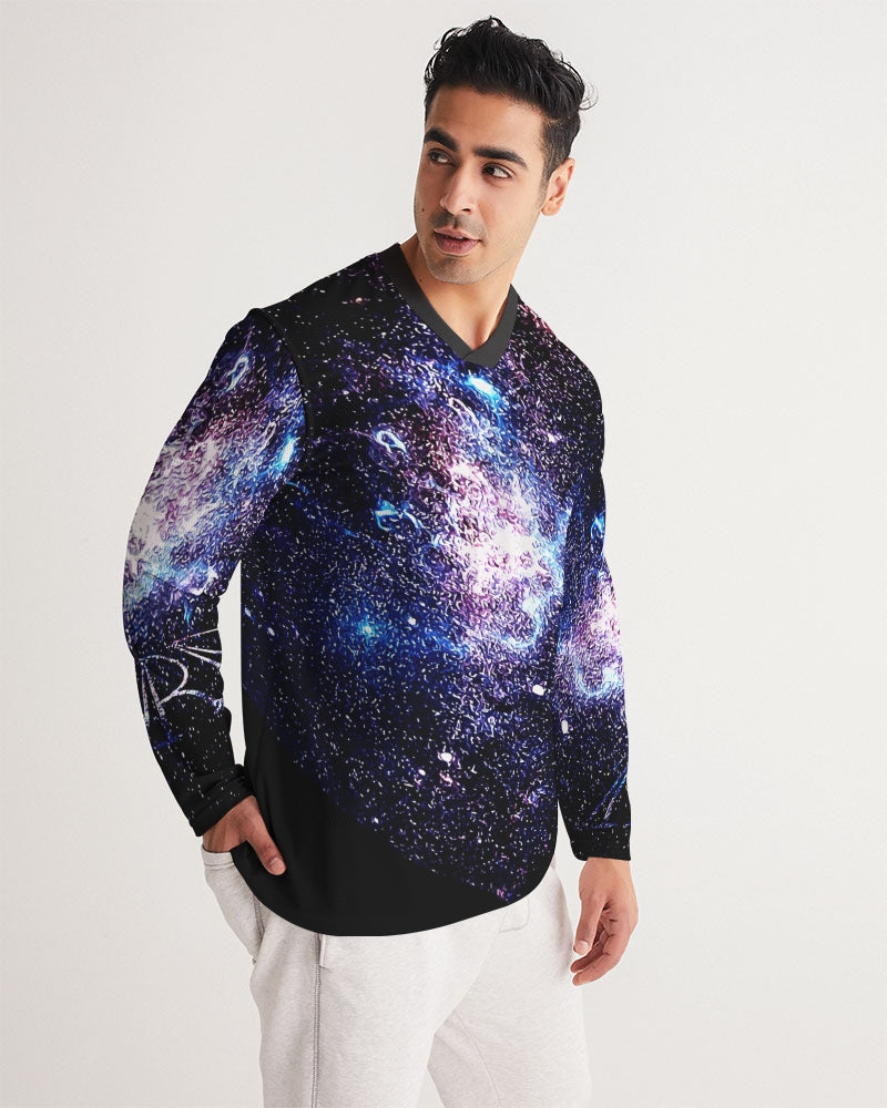 Galaxy Prints 01 Men's Designer Long Sleeve V-neck Jersey T-shirt