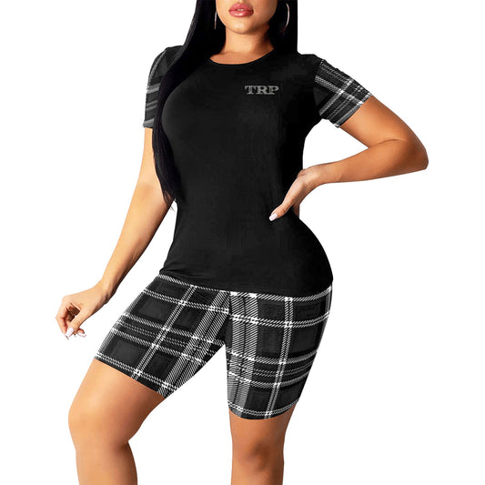 TRP Twisted Patterns 06: Digital Plaid 01-06B Designer Yoga Shorts Set