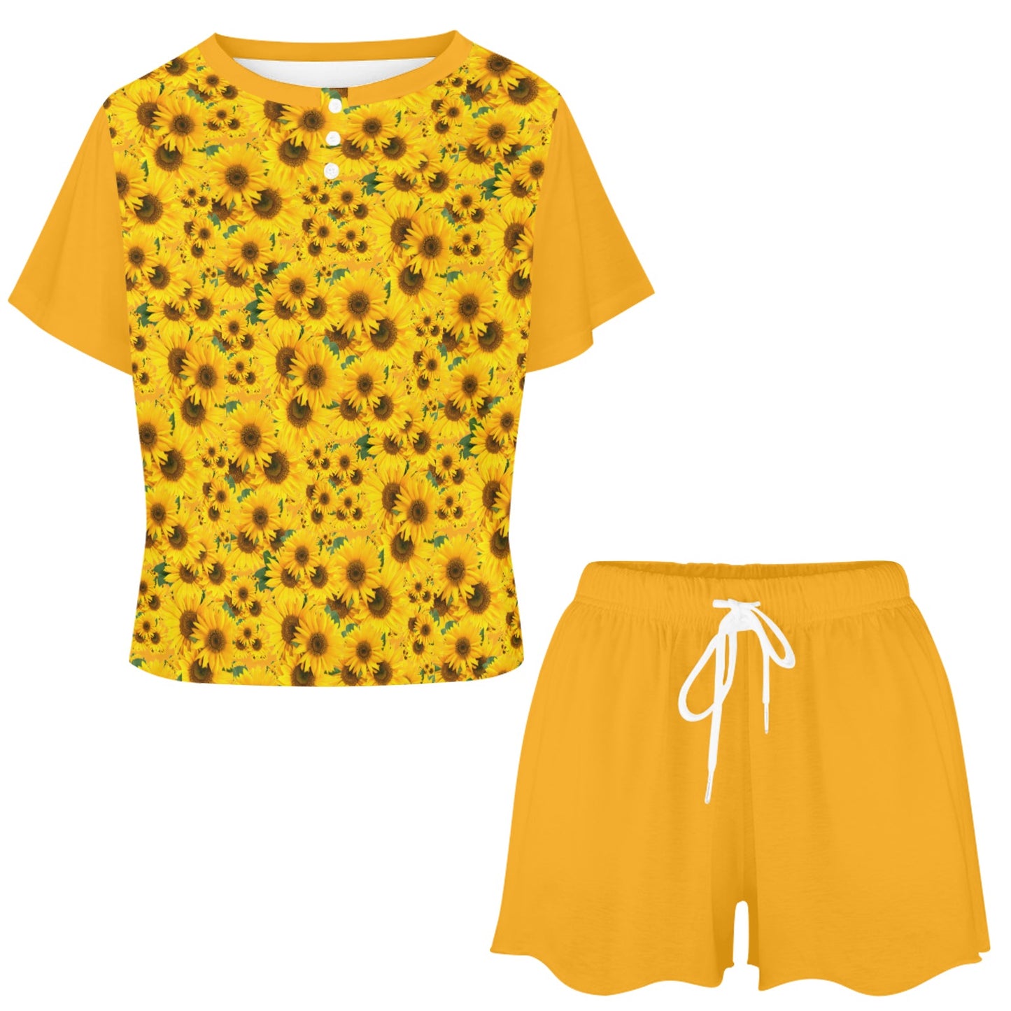 TRP Floral Print 04: Sunflowers 01 Designer Lounge T-shirt & Shorts (5 colors)