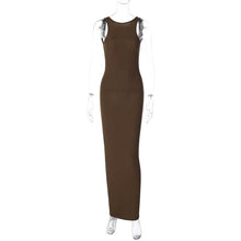 Cargar imagen en el visor de la galería, Solid Color Sleeveless Round Neck Backless Bodycon Maxi Dress