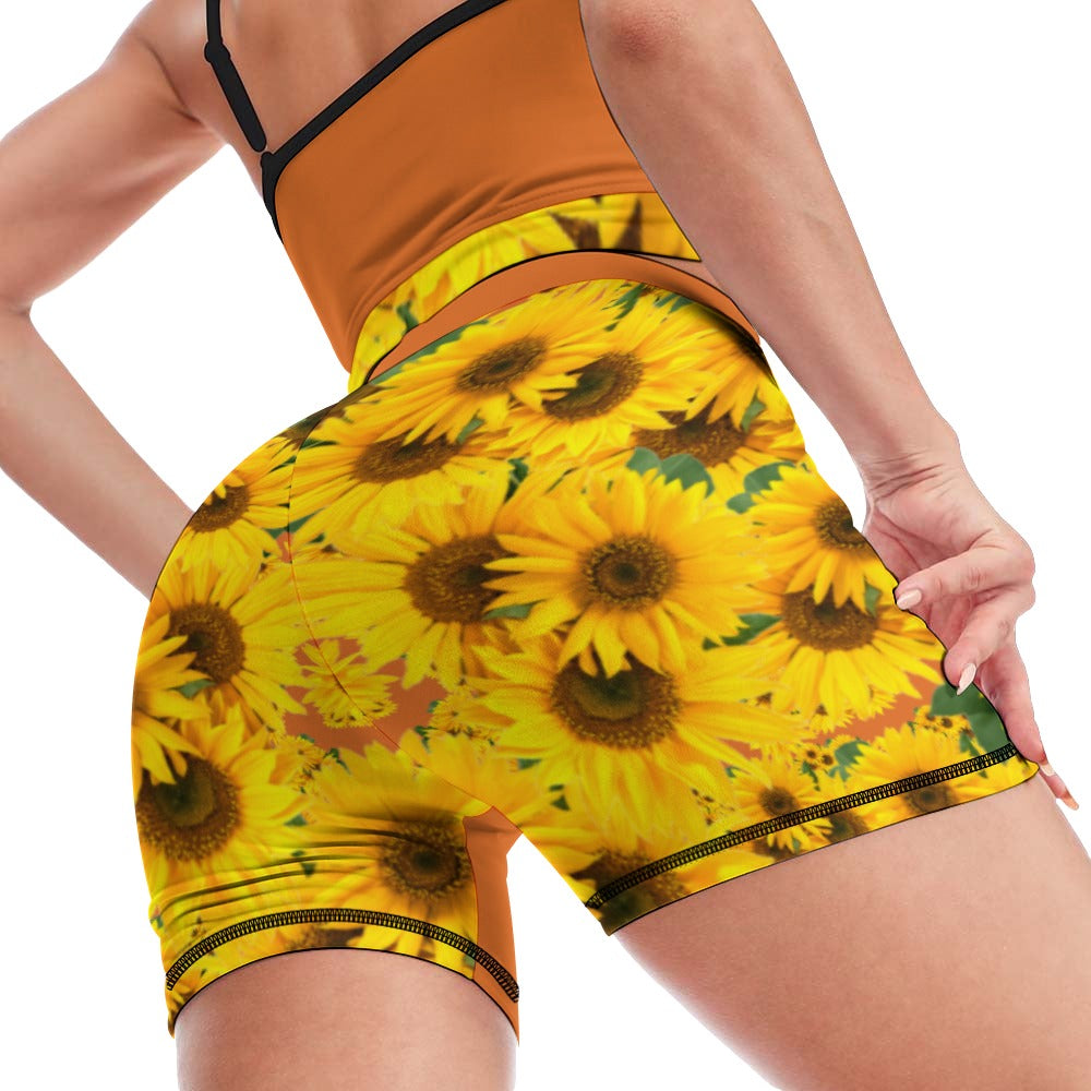 TRP Floral Print 04: Sunflowers 01 Designer Slim Yoga Set (5 colors)