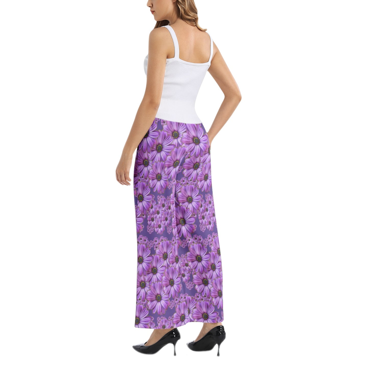 TRP Floral Print 07: African Daisies 01 Designer Wide Leg Pants