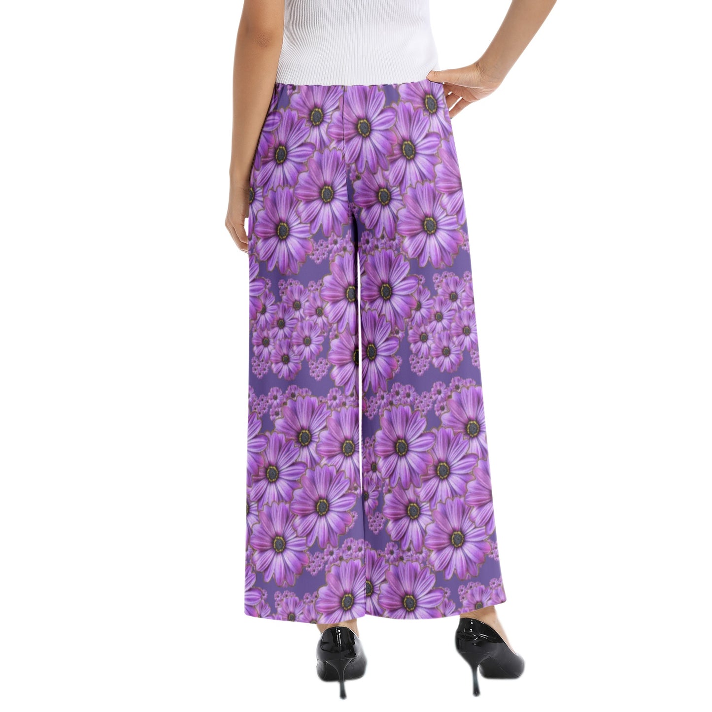 TRP Floral Print 07: African Daisies 01 Designer Wide Leg Pants