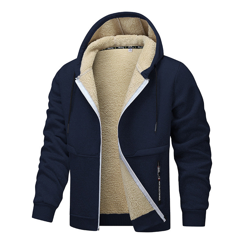 Solid Color Fleece Lined Full Zip Male Hoodie (9 colors)