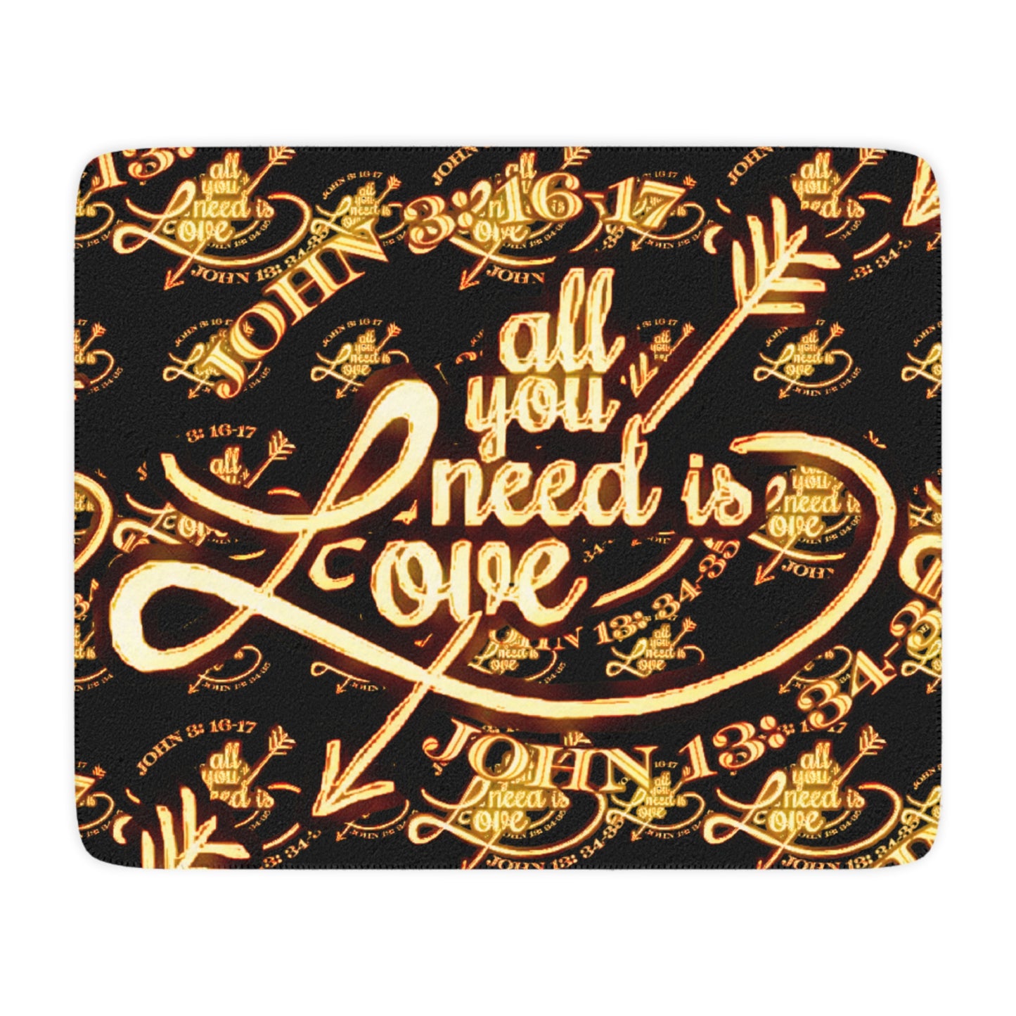 Illustrated Truth 02-02 "All You Need is Love" Designer Cozy Tan Sherpa Blanket