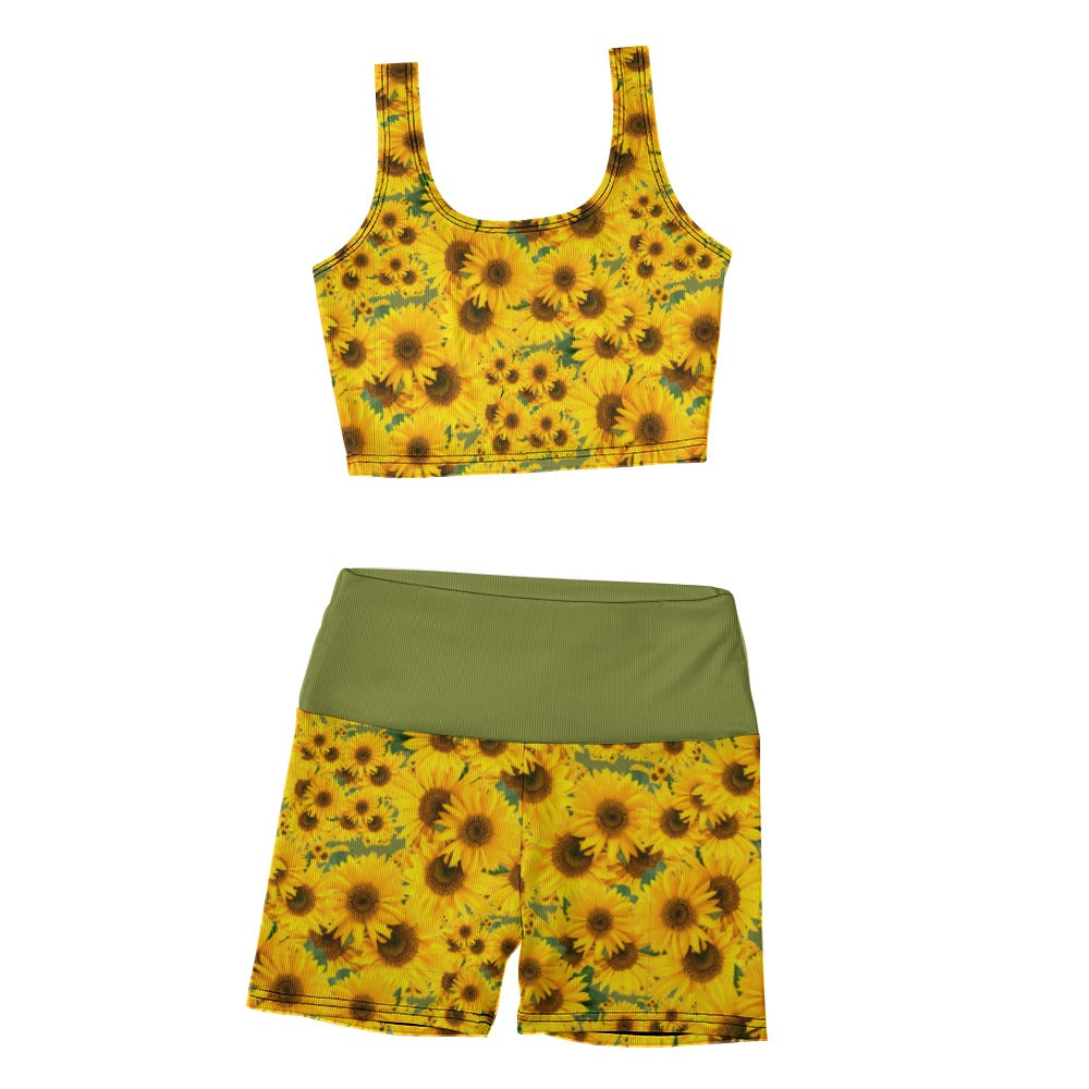 TRP Floral Print 04: Sunflowers 01 Designer Thread Yoga Set (5 colors)