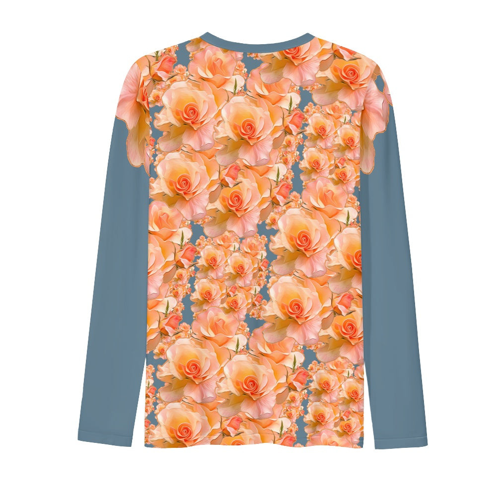Floral Embosses: Roses 03-01 "Apricot Bloom Essential" Long Sleeve Tee