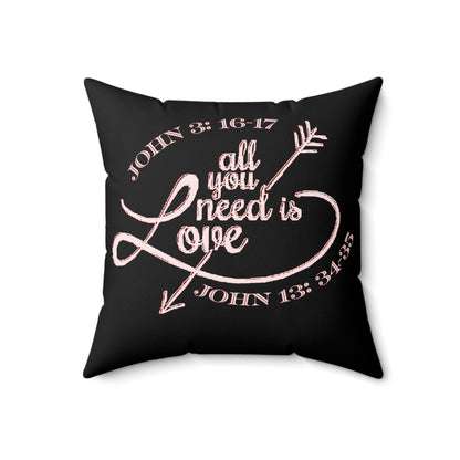 Illustrated Truth 02-01 "All You Need is Love" Faux Suede Square Throw Pillow (4 sizes)