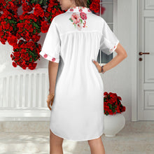 Cargar imagen en el visor de la galería, TRP Floral Print 03 Designer Short Sleeve Button Front Shirt Dress