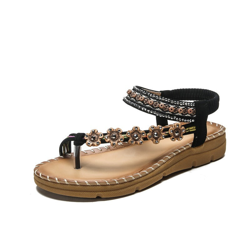 Round Toe Bohemian Flat Sandals (3 colors)