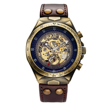 Load image into Gallery viewer, Hollow Out Antique Mechanical 30m Waterproof Male Watch with Leather Band (11 colors)
