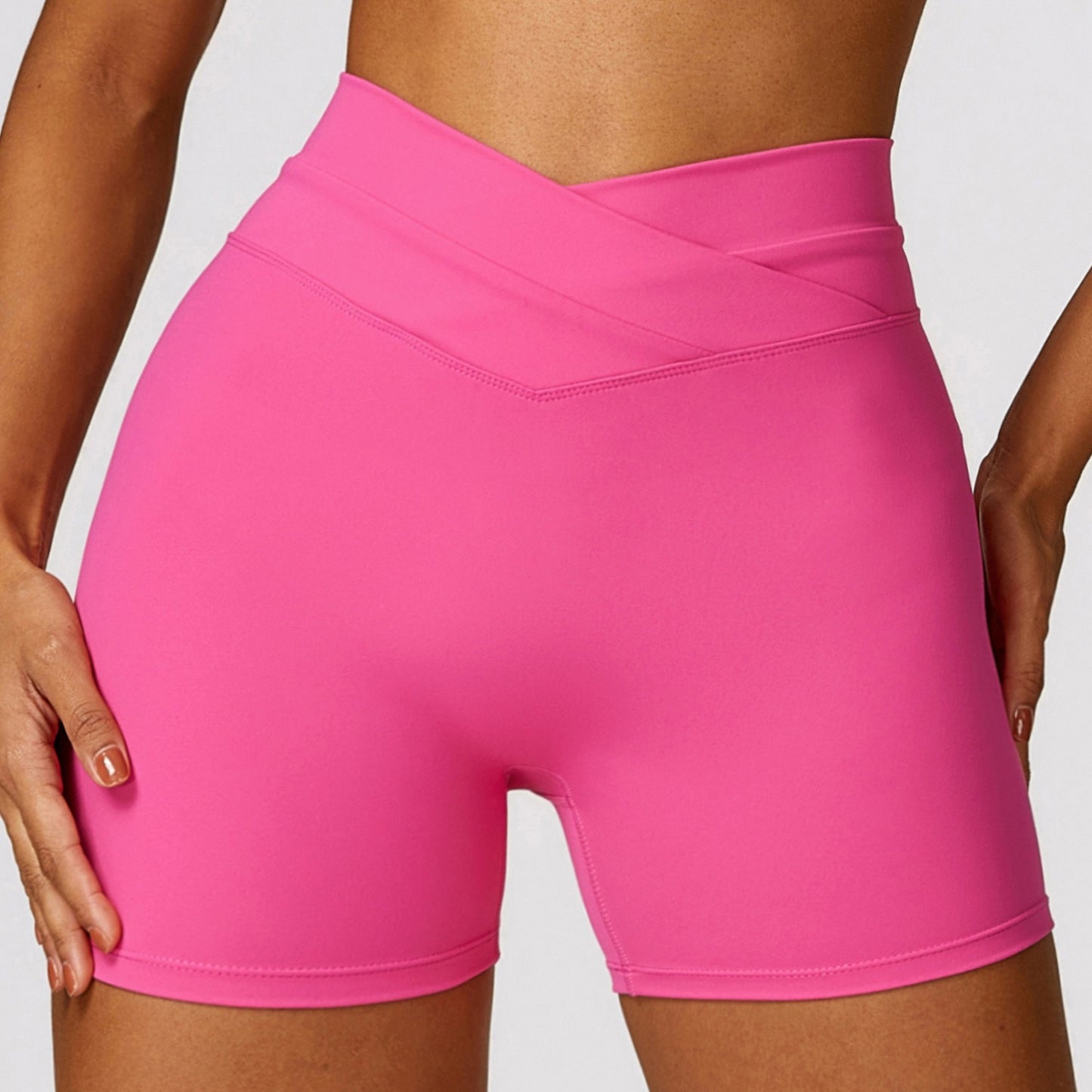 Tight Hip Lifting Brushed Cross High Waist Yoga Fitness Shorts (5 colors)