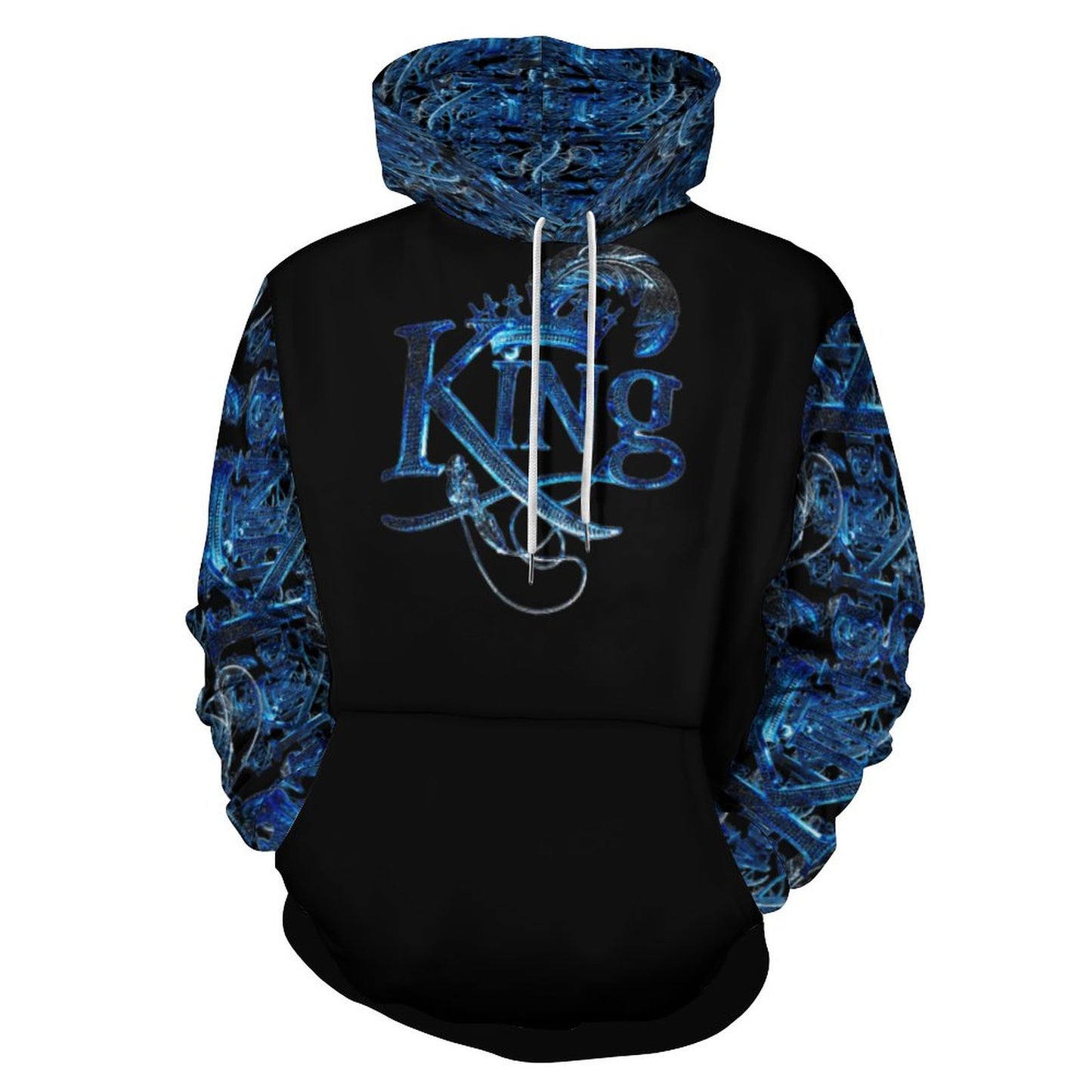 KING 02-01 Black Men's Designer Pullover Hoodie with Double Layer Hood