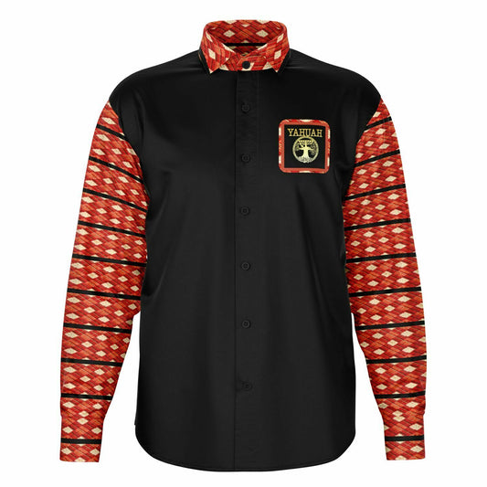 Yahuah Logo 02-01 Designer Point Collar Long Sleeve Shirt