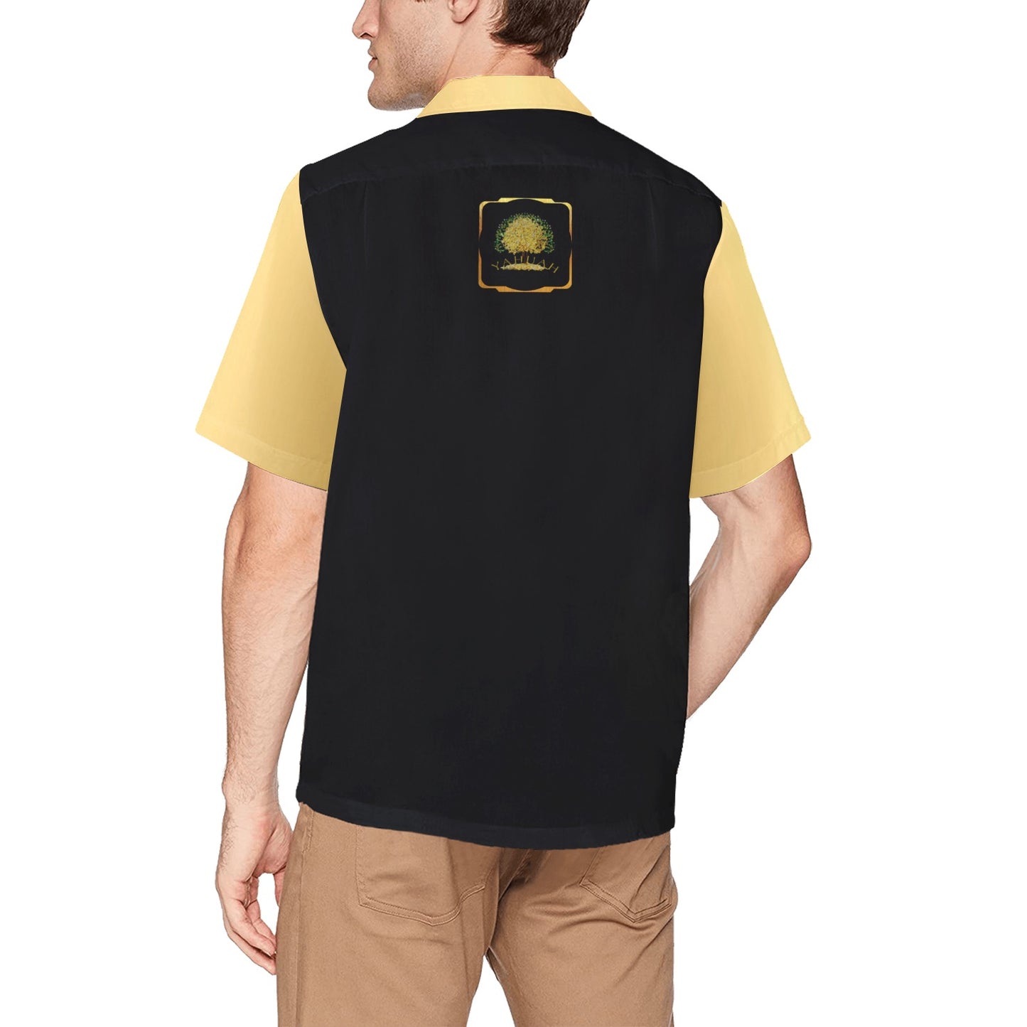 Yahuah-Tree of Life 03-01 Men's Designer Camp Collar Shirt with Chest Pocket