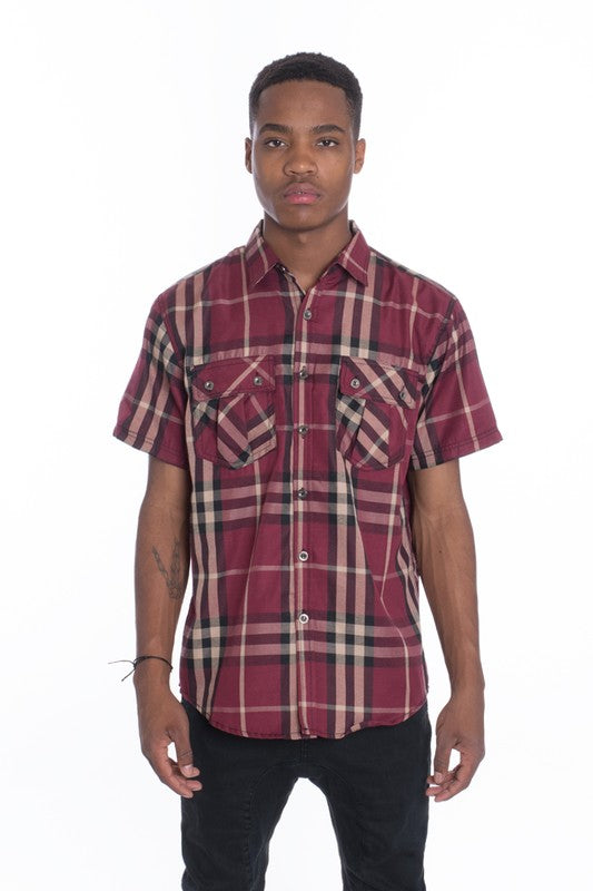 Short Sleeve Plaid Dress Shirt (5 colors)