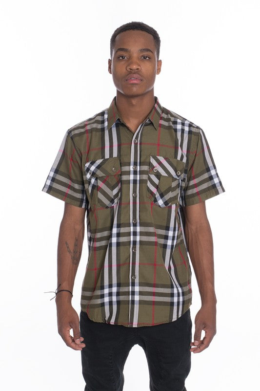 Short Sleeve Plaid Dress Shirt (5 colors)