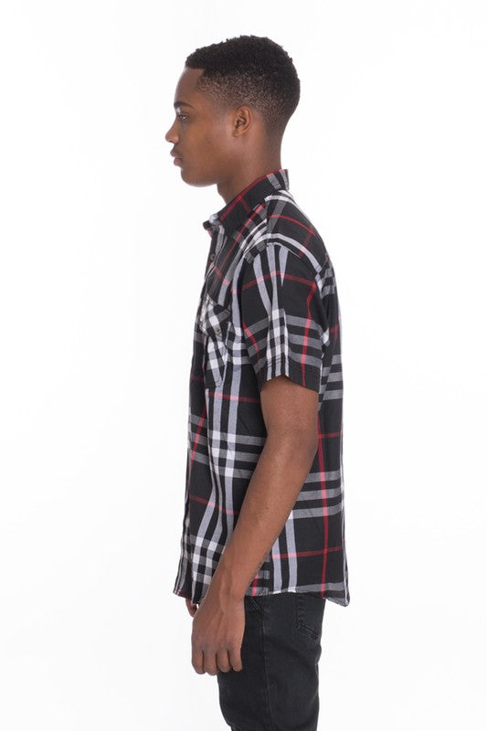 Short Sleeve Plaid Dress Shirt (5 colors)