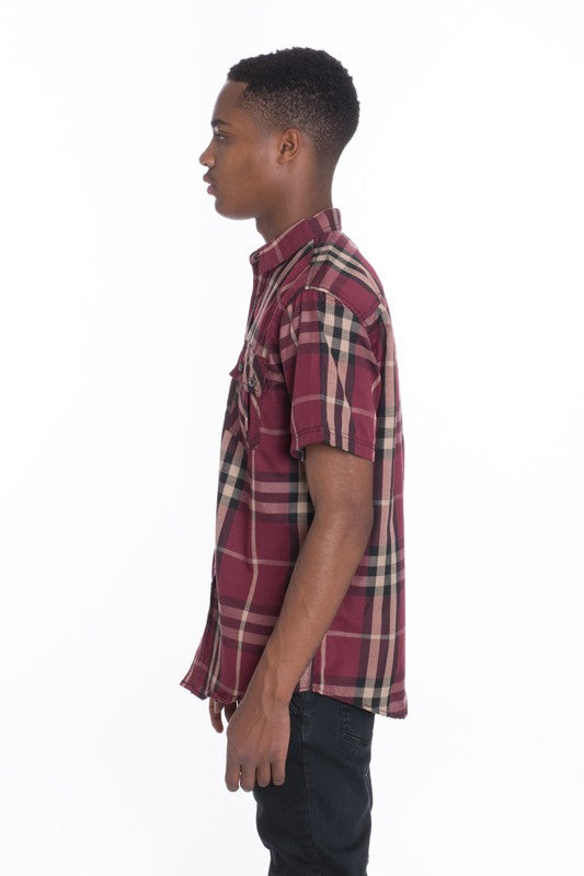 Short Sleeve Plaid Dress Shirt (5 colors)