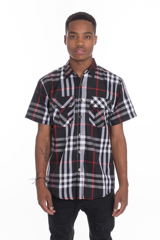 Short Sleeve Plaid Dress Shirt (5 colors)