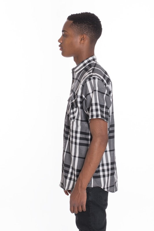 Short Sleeve Plaid Dress Shirt (5 colors)