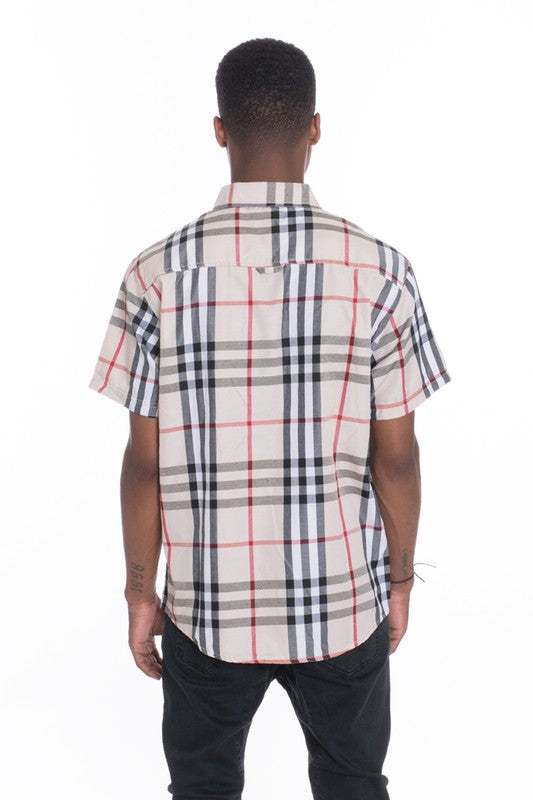 Short Sleeve Plaid Dress Shirt (5 colors)