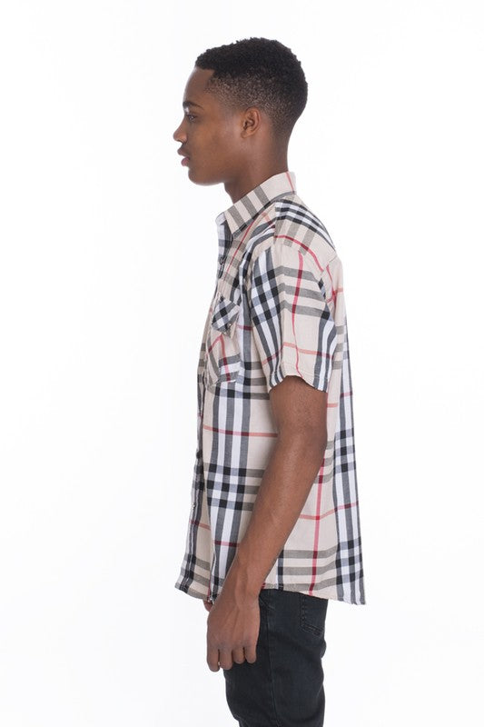 Short Sleeve Plaid Dress Shirt (5 colors)